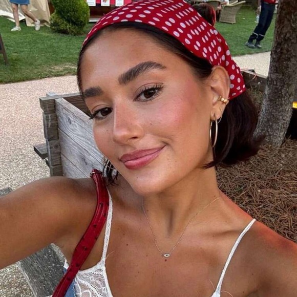 Rebellious Rose Accessories - 1pc Red Polka Dot Bandana Triangle Scarf Headband Fall Winter Hair Band Hair